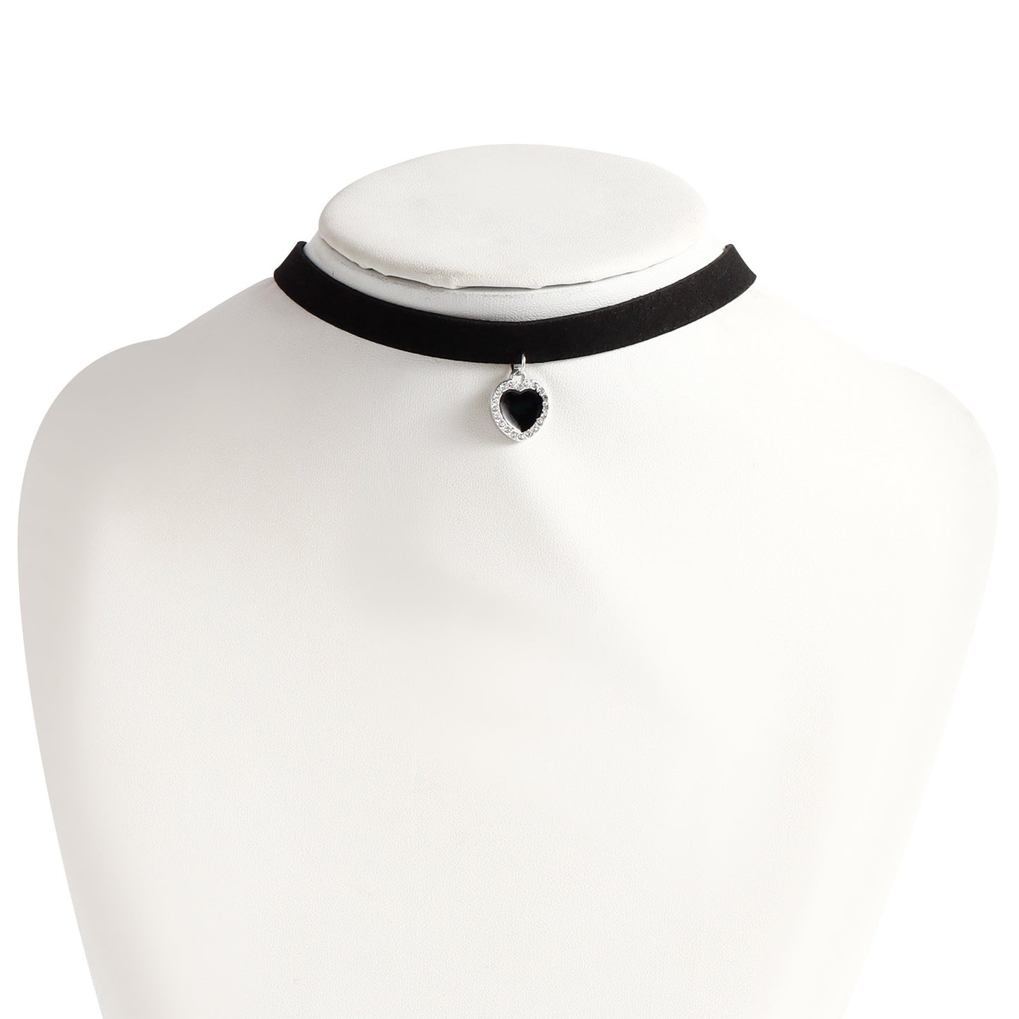 Minimalist Heart-Shaped Rhinestone-Embellished Short Necklace for Women in Plated Metal with Clavicle Chain Style