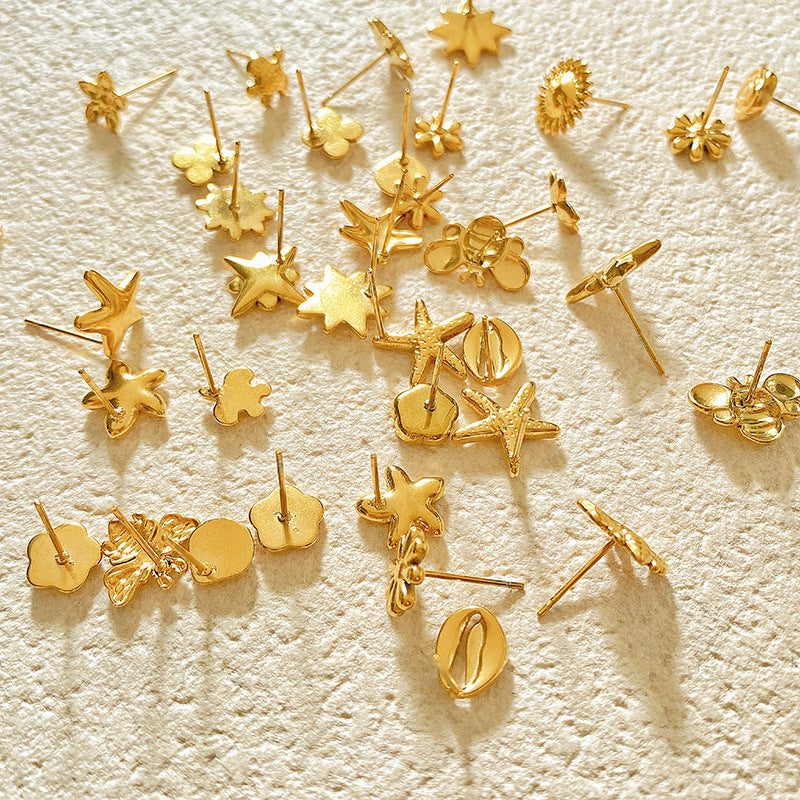 Sweet Star Brass Plated Stud Earrings for Women