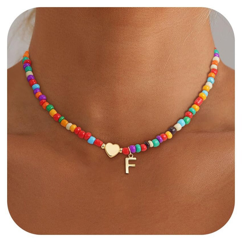 Minimalist Letter Stainless Steel Turquoise Pendant Necklace for Women