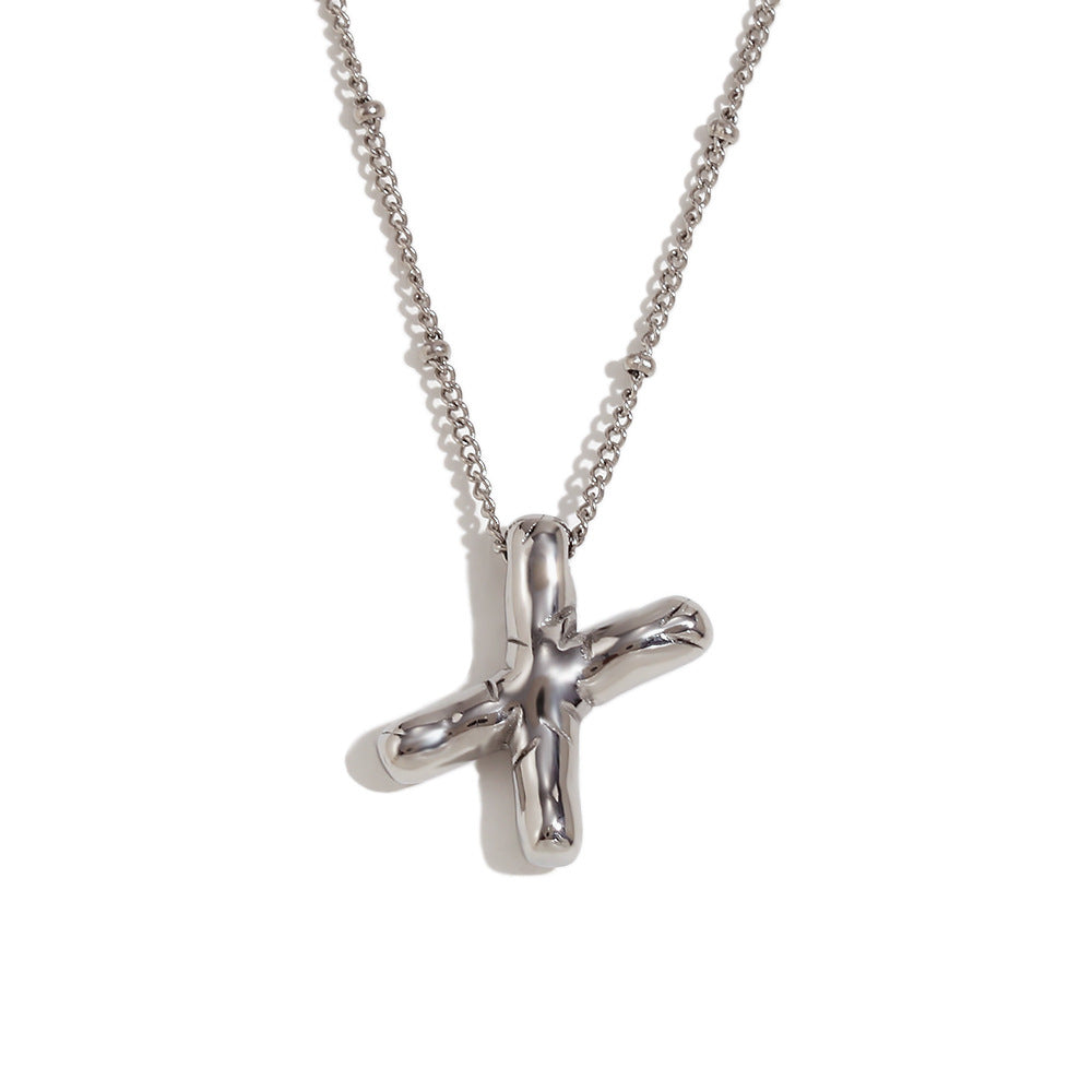 Fashionable Letter-Shaped Stainless Steel Pendant Necklace with 18K Gold Plating for Women