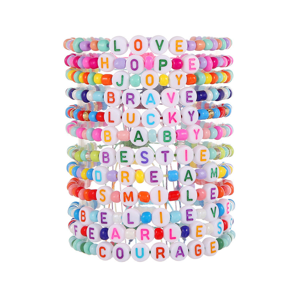 Casual Letter Resin Acrylic Bracelet Set