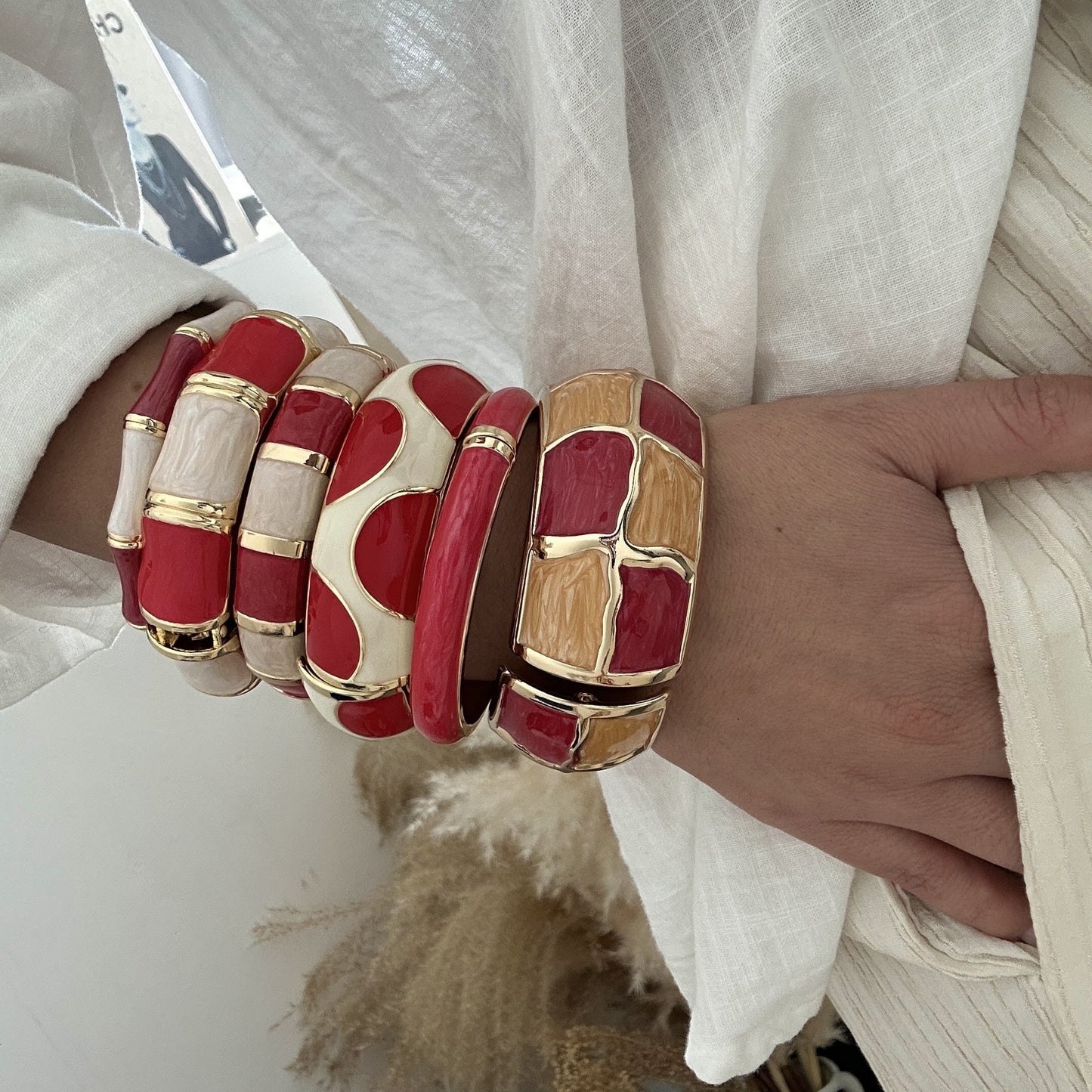 Bracciale bohémien in lega smaltata a goccia, rotondo ovale, geometrico da donna