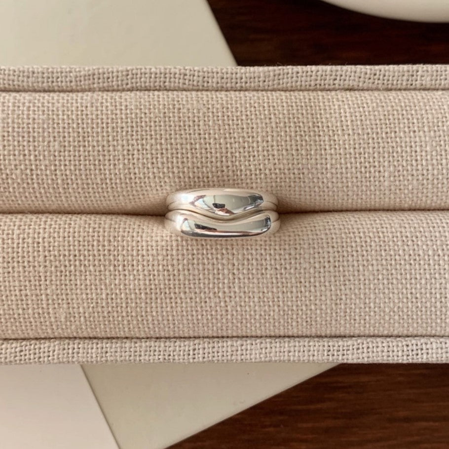 French Style Minimalist 925 Sterling Silver Irregular Heart Geometric Ring for Women