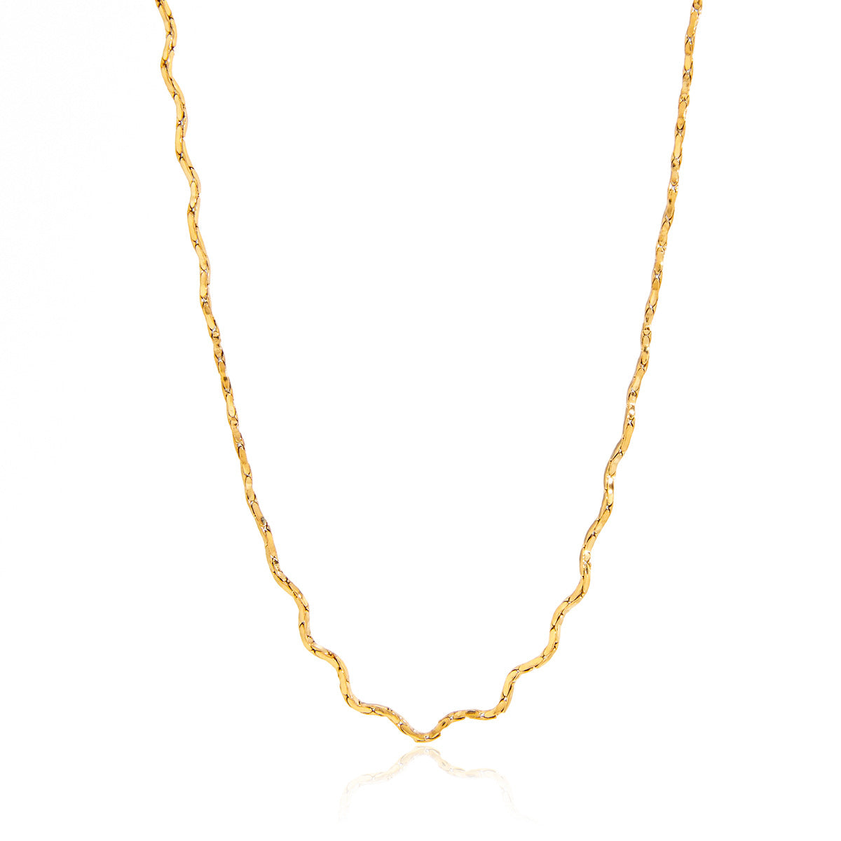 Collar con Colgante de Ola Geométrica Minimalista para Mujer en Acero de Titanio con Chapado en Oro PVD y Cadena de Acero Inoxidable