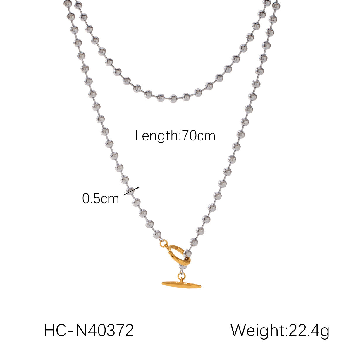 Collana a Sfera Geometrica Minimalista da Donna in Acciaio Inossidabile con Dettagli in Acciaio al Titanio e Finitura Placcata su Catena Box