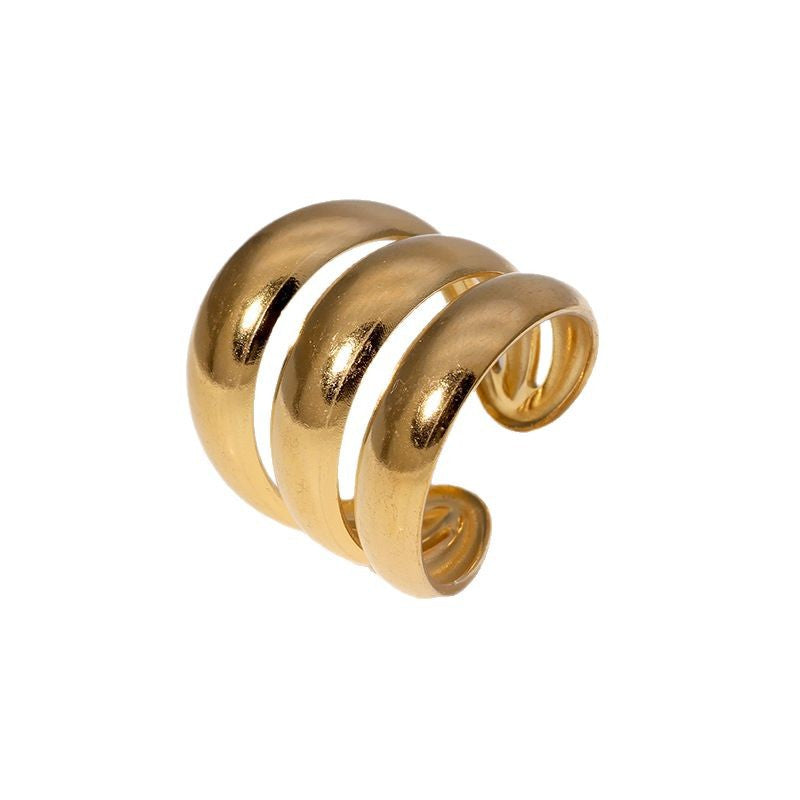 Punk Style Geometric Stainless Steel Open Ring with Plating Finish for Women