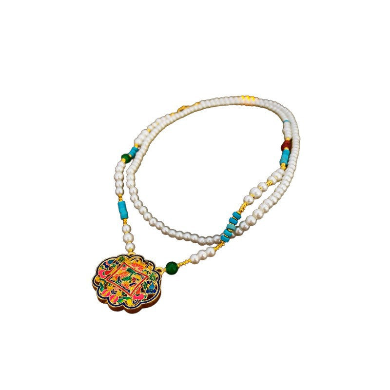 Nuevo Collar Colgante de Loto y Abanico Estilo Chino en Aleación con Baño de Oro, Diseño Geométrico, Elegante Cadena de Clavícula para Mujer