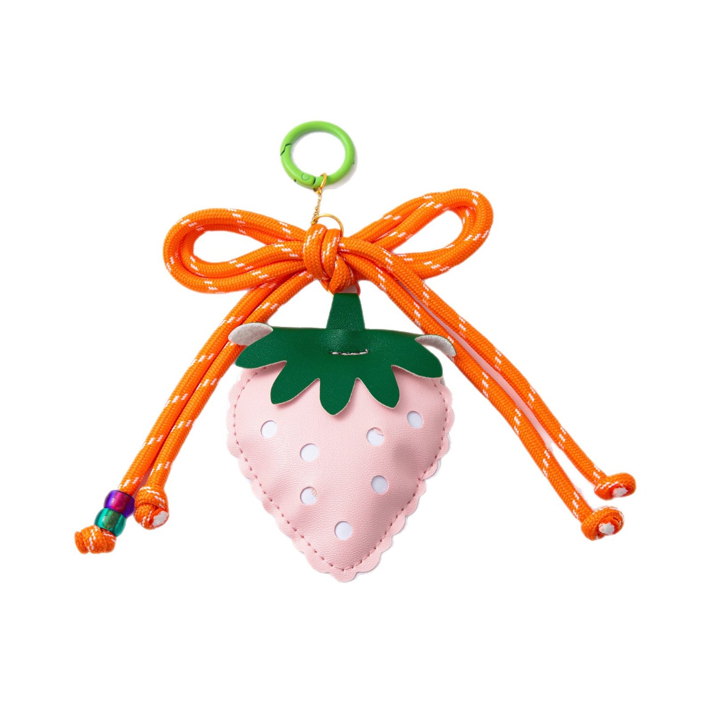 Fruit Pattern Plated Brass Bag Charm Keychain with Cherry Pepper Soccer Bow Designs