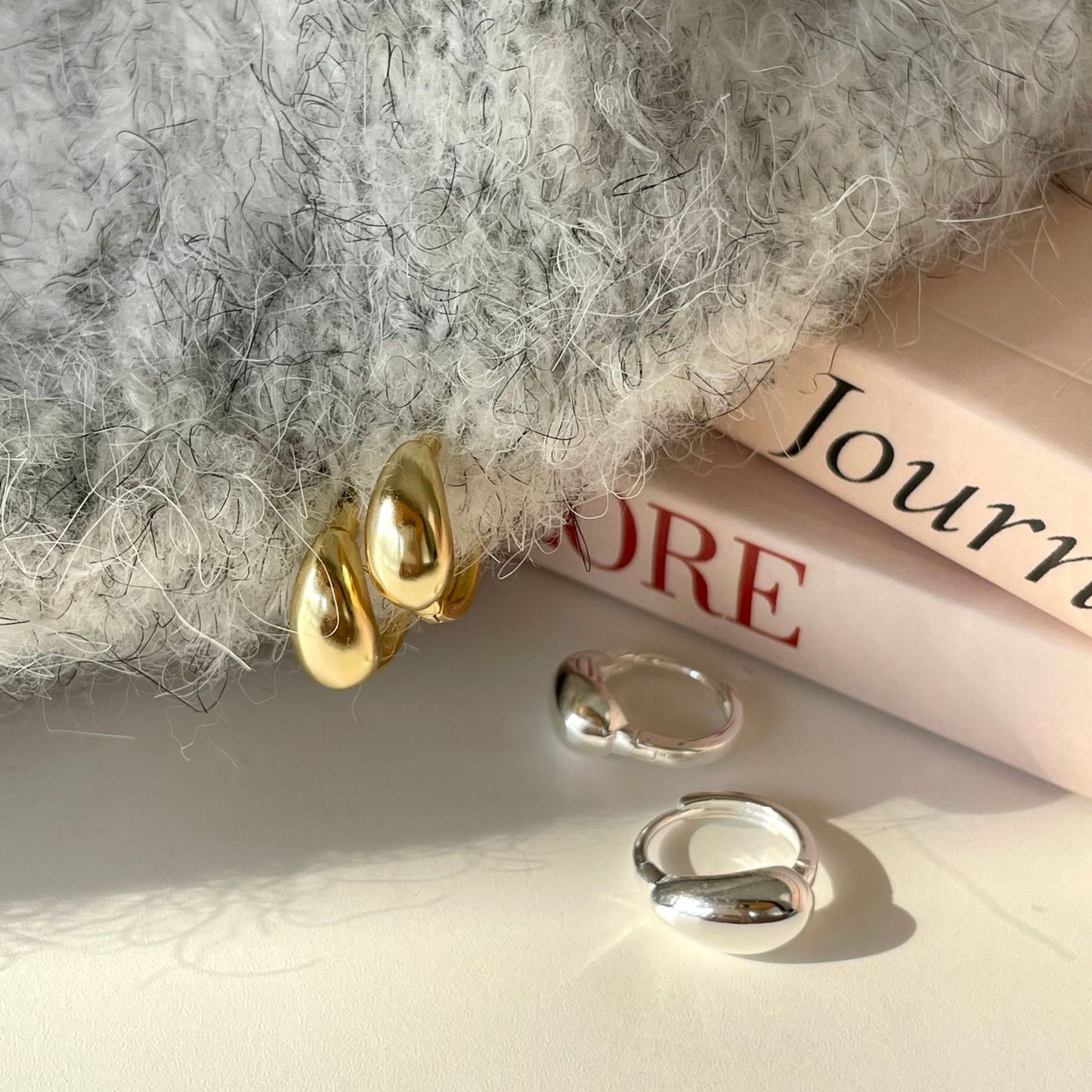 Rustic Floral Minimalist Star-Shaped 925 Sterling Silver Hoop Earrings Handmade with Delicate Drop Detail
