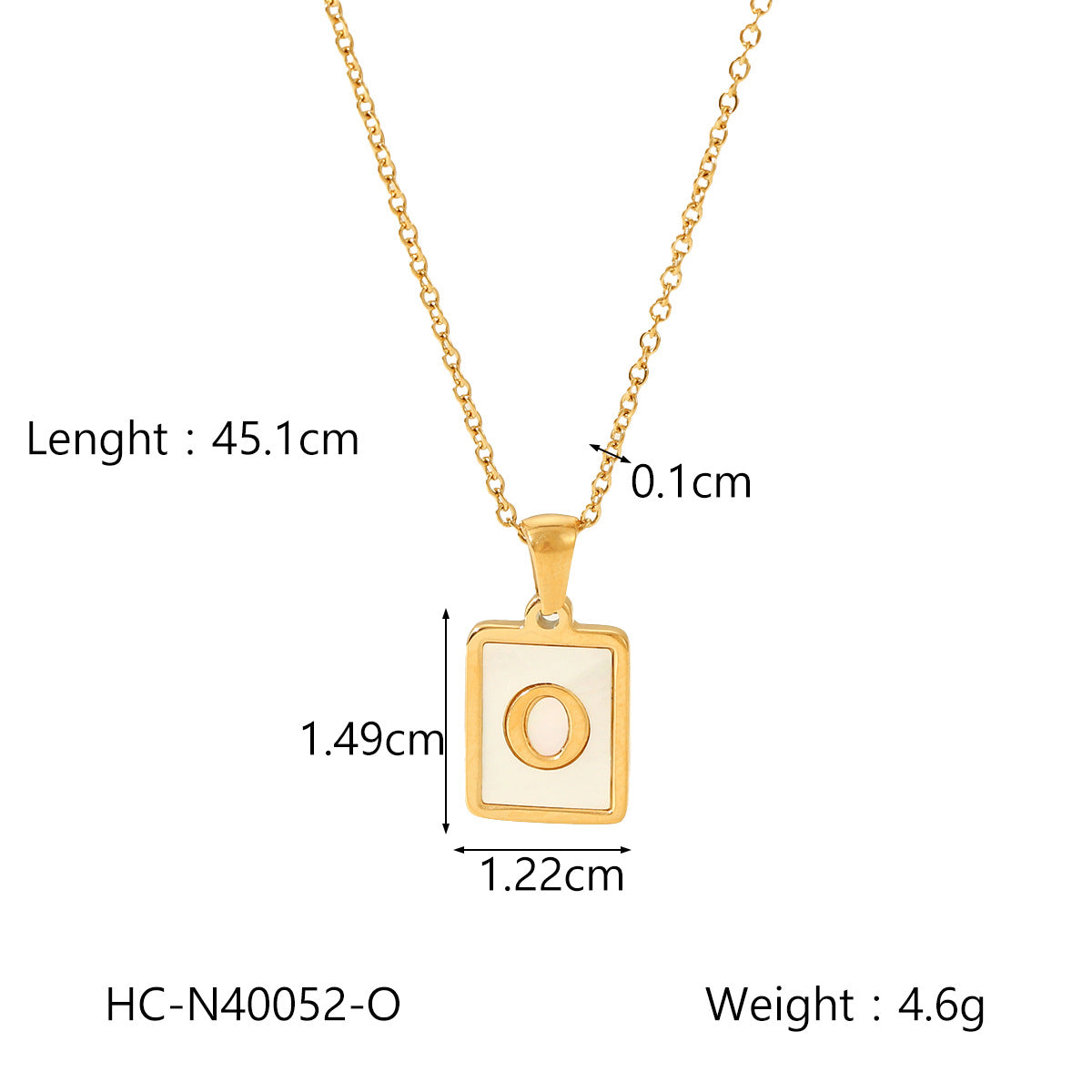 Minimalist Letter Pendant Necklace in Titanium Steel with 18K Gold Plating on Stainless Steel Chain for Women