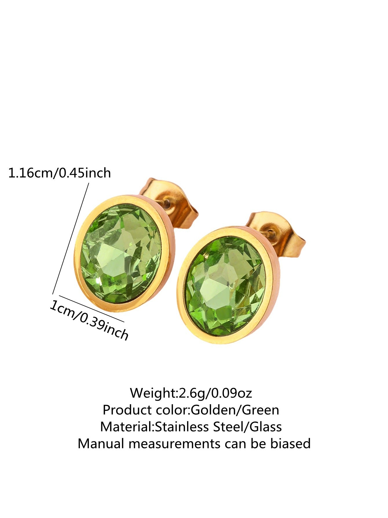 Minimalist Elegant Geometric Oval Stainless Steel Gold Plated Cubic Zirconia Stud Earrings