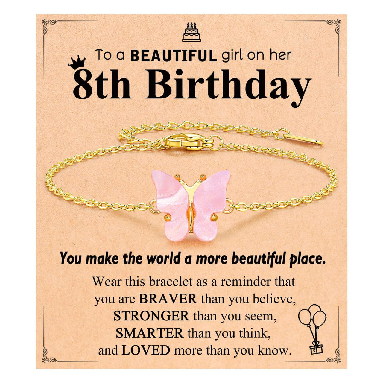 Minimalist Pink Butterfly Alloy Bracelet for Women Adjustable Gold Chain Animal Charm