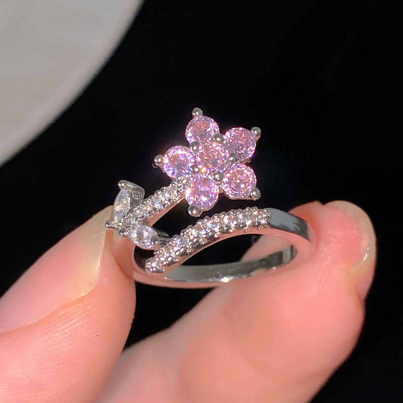 Sweet Cubic Zirconia Inlay Brass Bow Ring for Women