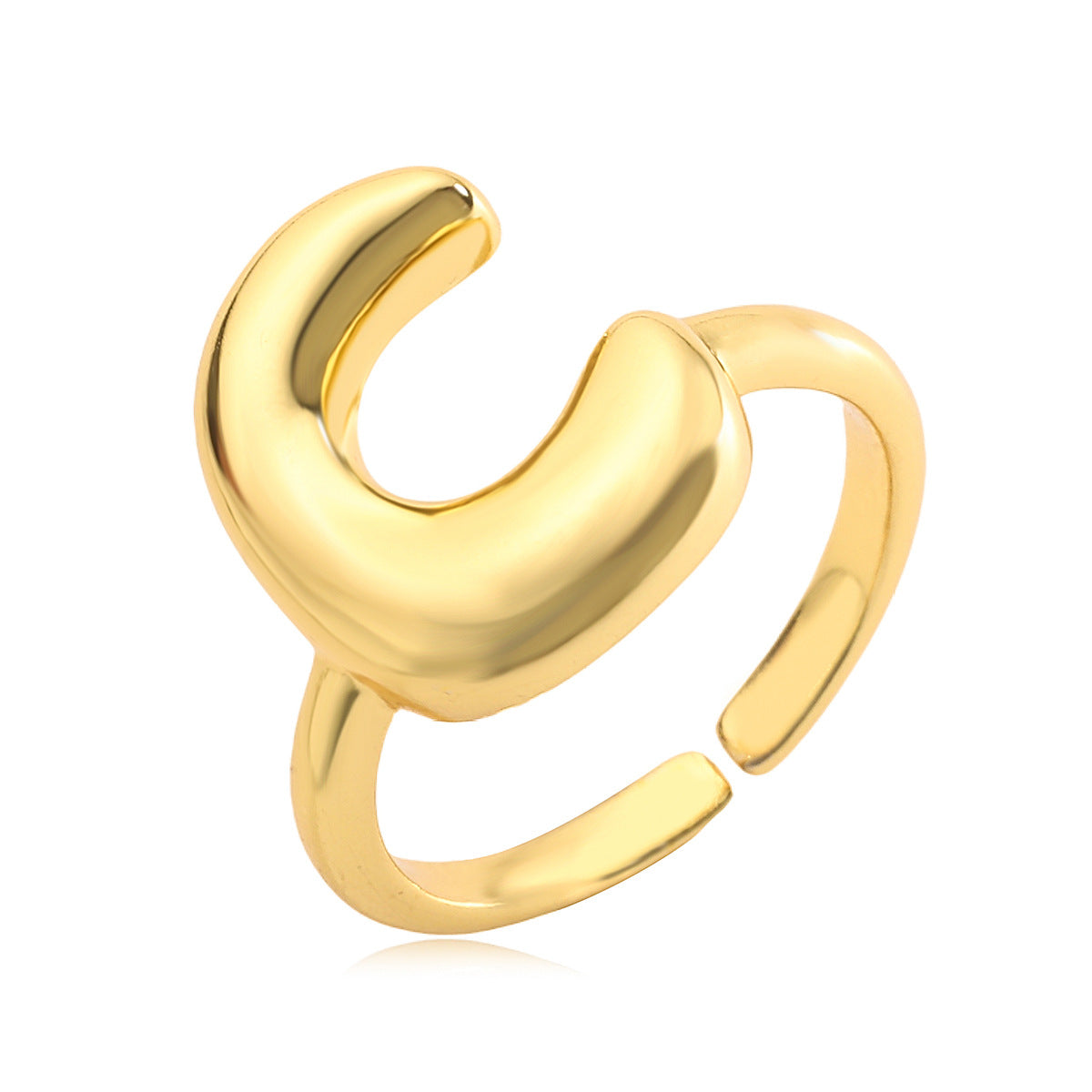 Anello da donna minimalista a lettera geometrica in rame placcato oro 18 carati con fascia aperta regolabile