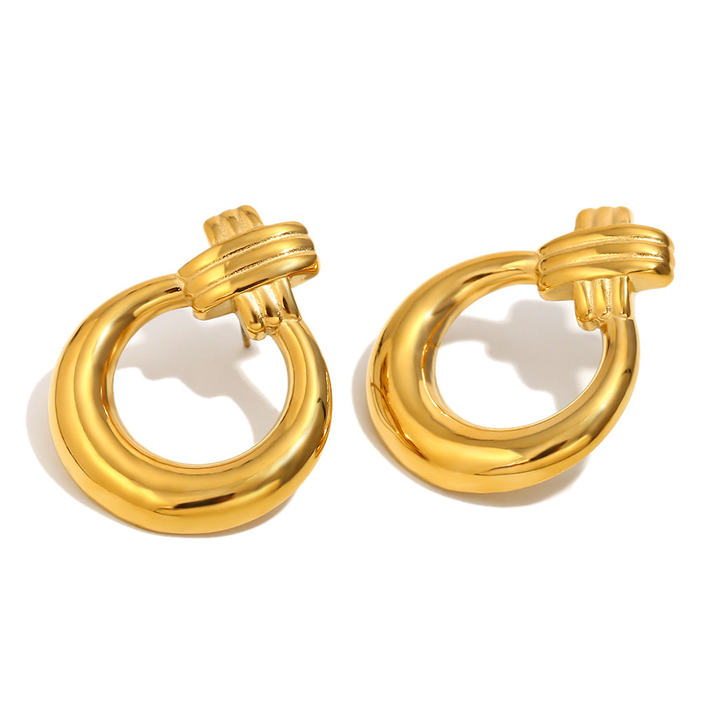 Orecchini a Cerchio a Forma di Aragosta Geometrica in Acciaio Inossidabile con Placcatura in Oro 18K da Donna