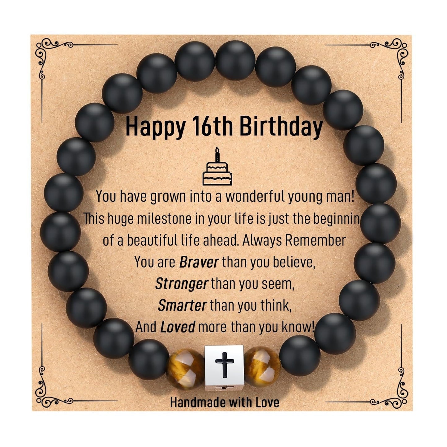 Minimalist Matte Stainless Steel Heart Geometric Cross Bracelet Unisex Beaded Hand Jewelry