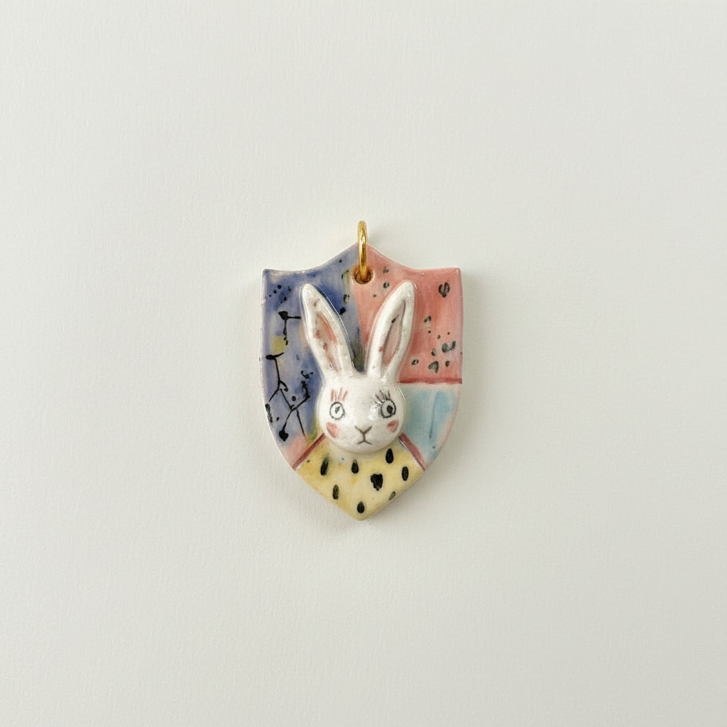 Vintage 18K Gold Plated Stainless Steel Cartoon Rabbit Star Pendant Charm Bar