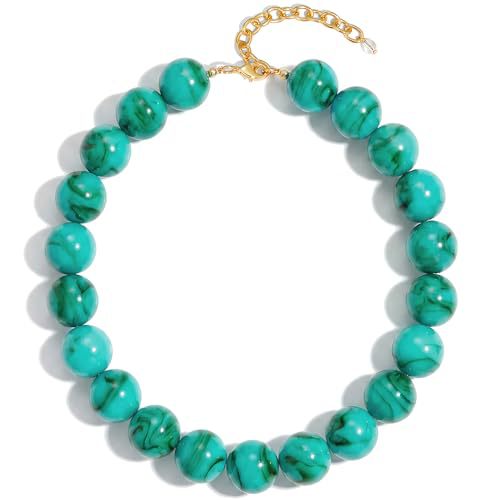 Casual Round Acrylic Bead Necklace Polished Ball Chain Women's Fashion Choker