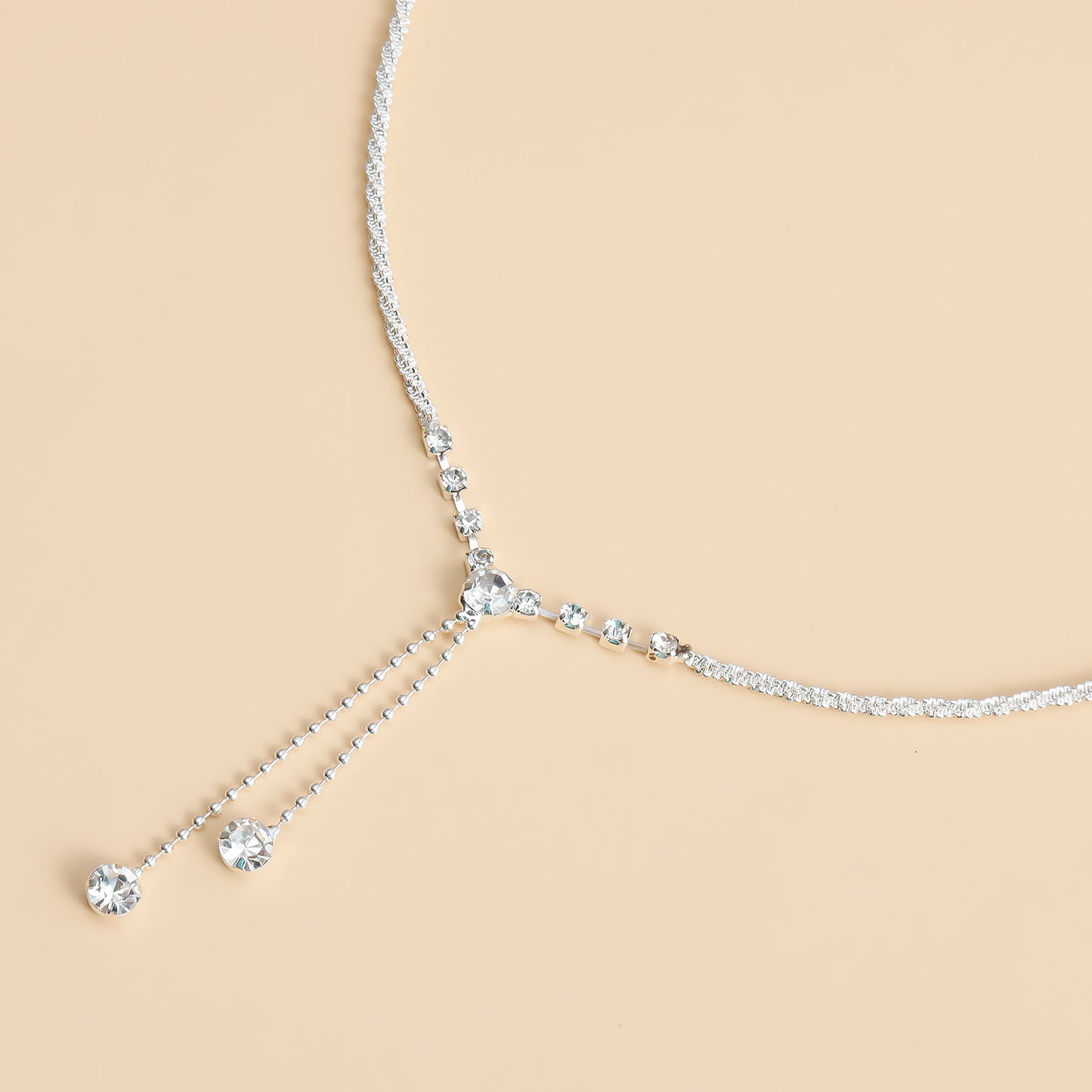 Geometric Fringe Anklet for Women with Rhinestone Accents and Alloy Chain