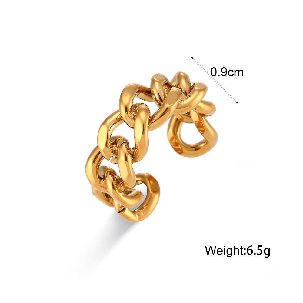 Minimalist Geometric Stainless Steel Ring with Plated Finish for Women