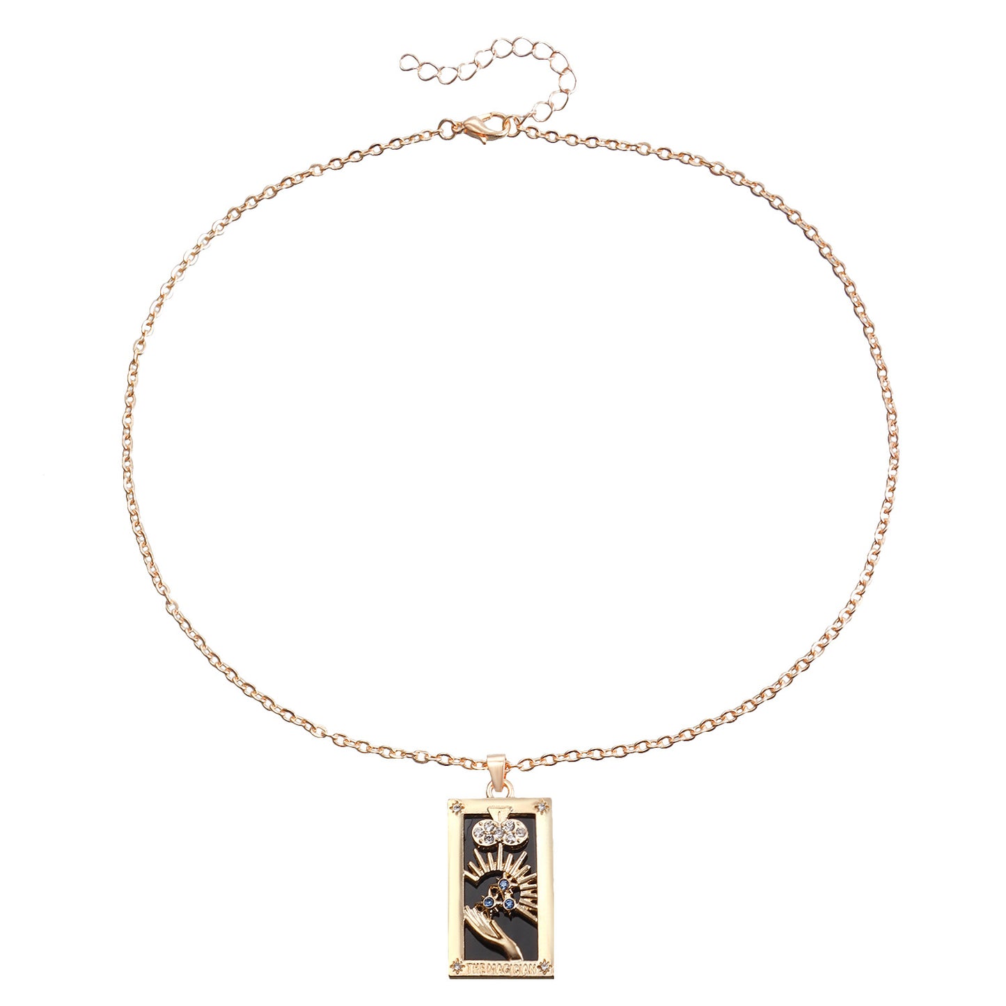 Minimalist Rectangular Tarot Pendant Necklace in Alloy with Plated Finish for Women