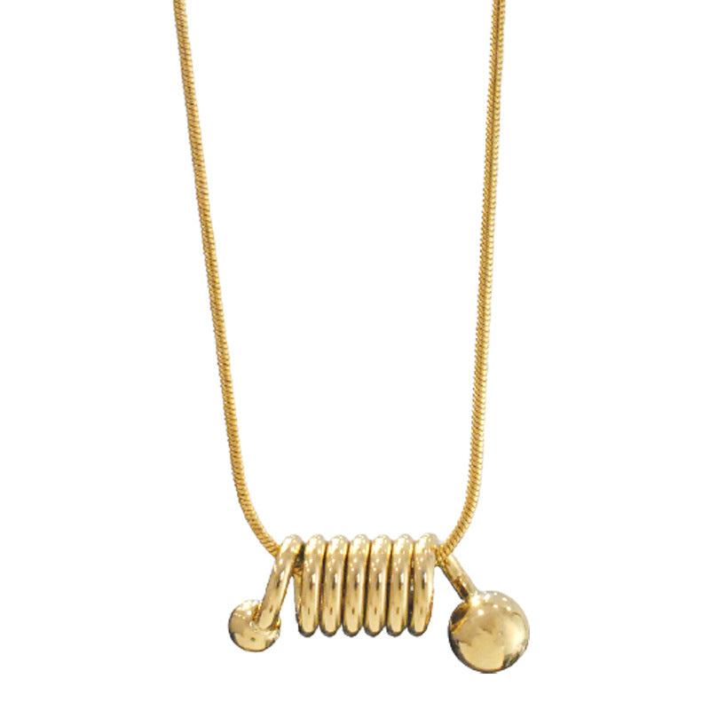 Minimalist Golden Titanium Steel Spiral Snake Chain Necklace for Women with Geometric Design and Clean Aesthetic