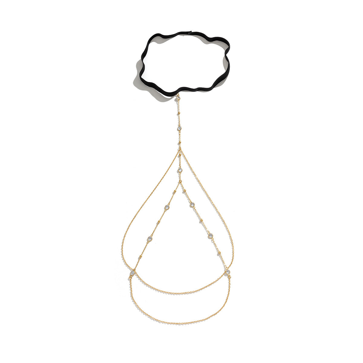 Casual Geometric Rhinestone Alloy Elastic Band Thigh Chain with Tassel for Women