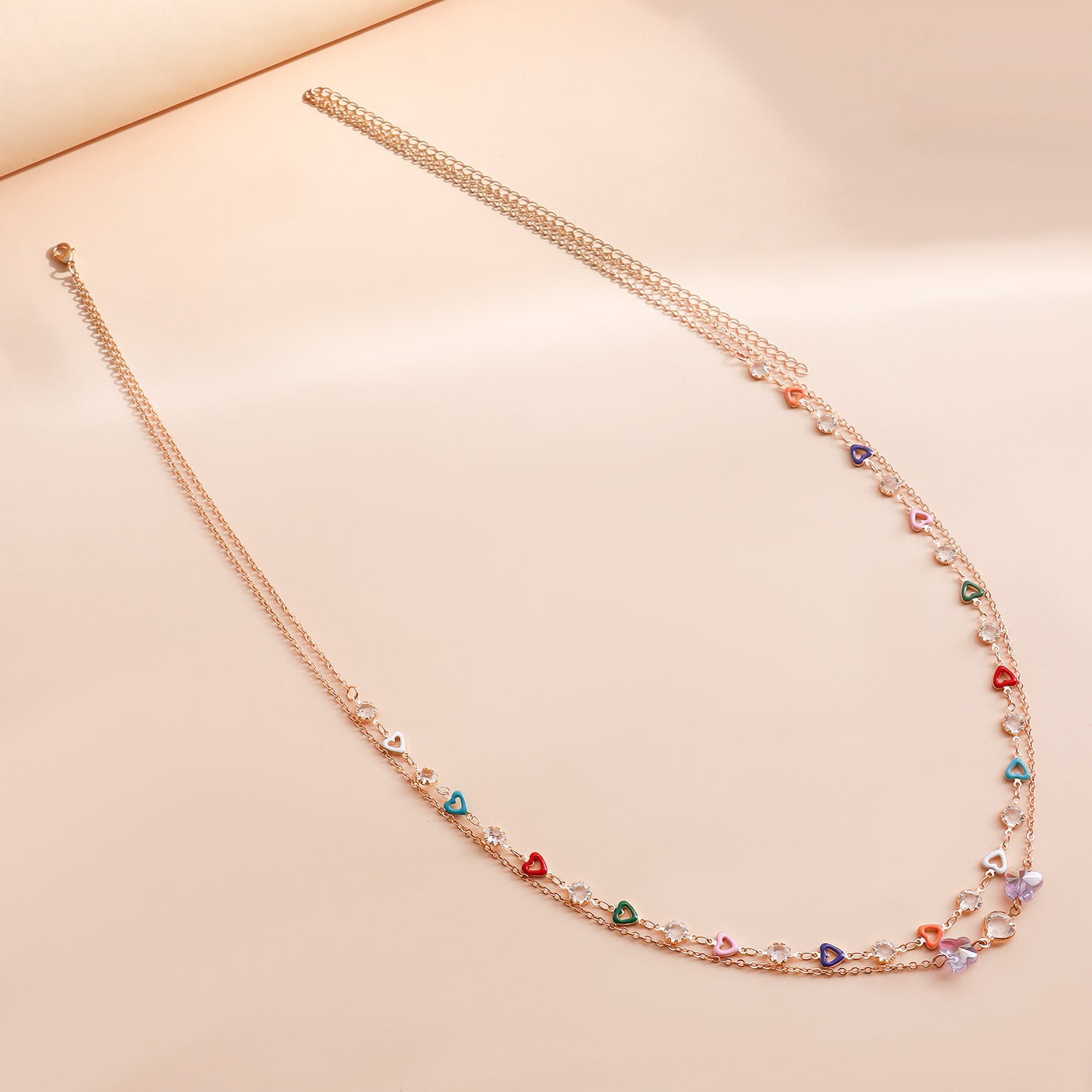 Casual Purple Transparent Butterfly Pendant Waist Chain for Women with Colorful Rhinestone Accents and Double-Layer Handmade Design