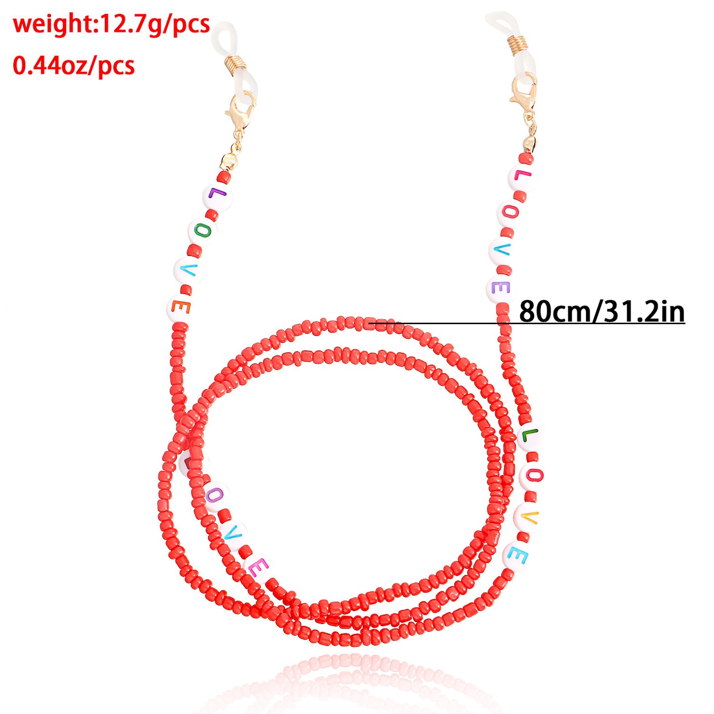 Bohemian Solid Color Letter Glass Beads Eyeglass Chain for Women