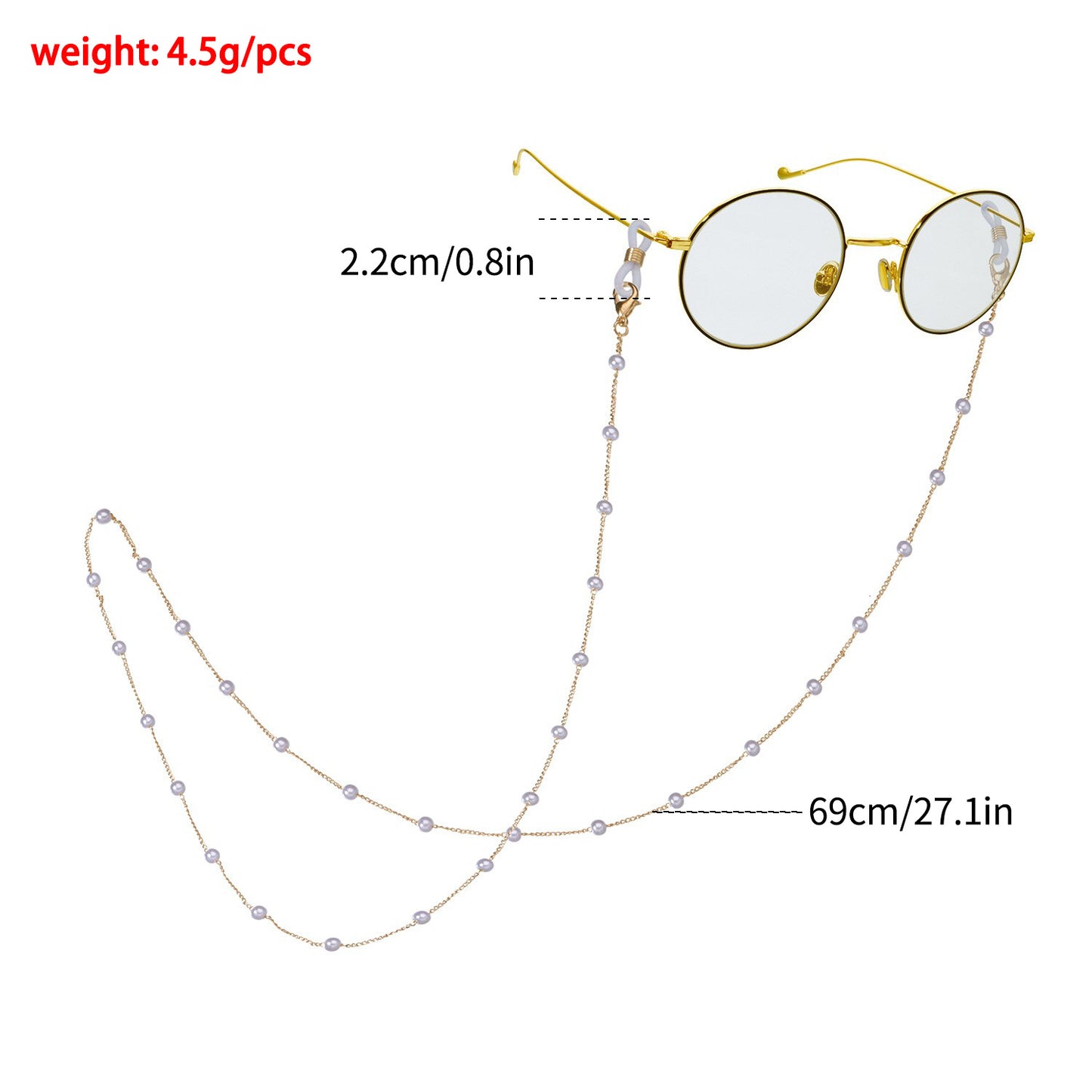 Minimalist Sweet Geometric Alloy Eyeglass Chain with Pearl Inlay for Women