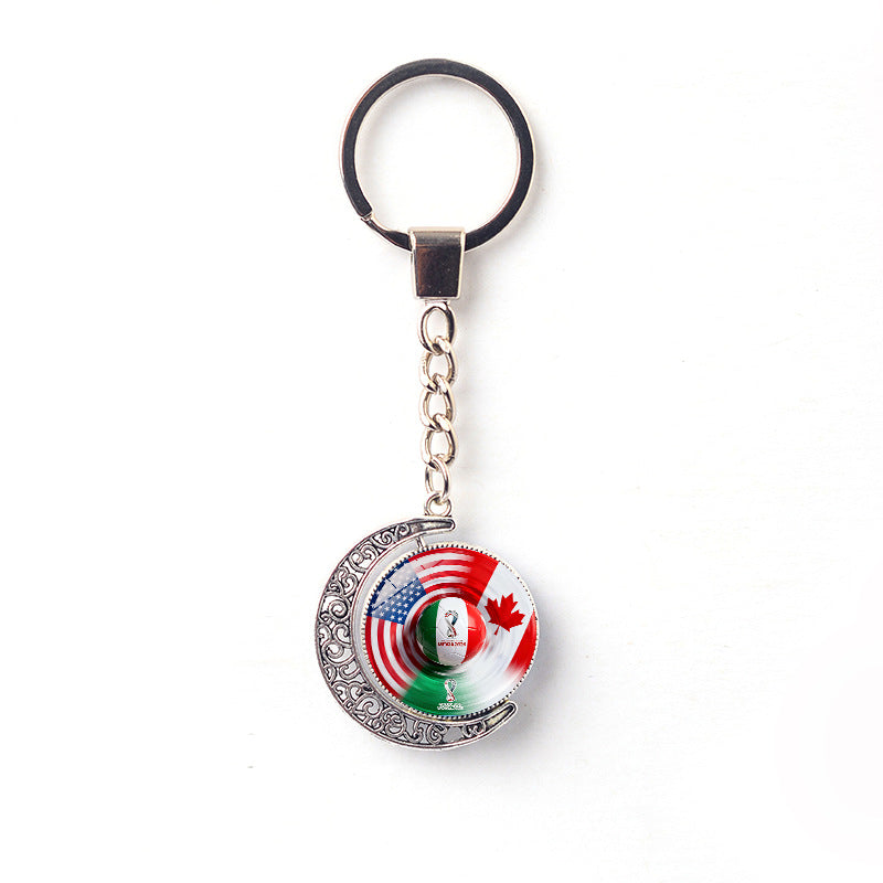 Rotating Moon Alloy Keychain Charm