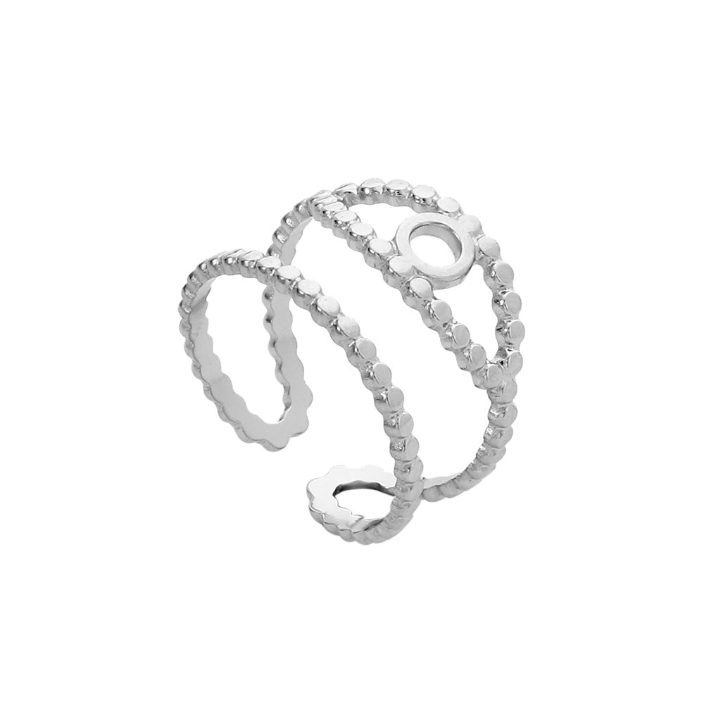 Minimalist Geometric Heart Plated Stainless Steel Adjustable Ring for Unisex