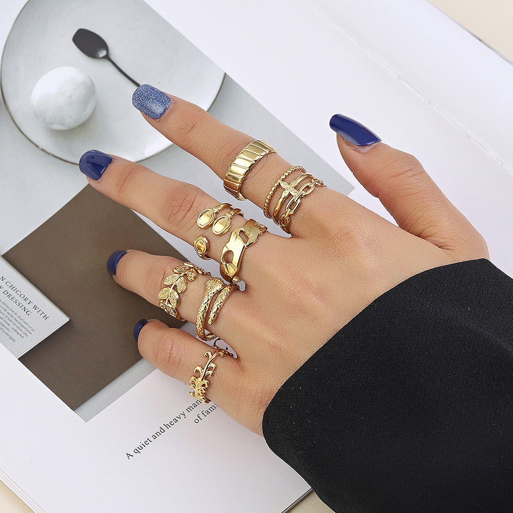 Minimalist Hip-hop Geometric Round Plated Titanium Steel Double Layer Open Ring