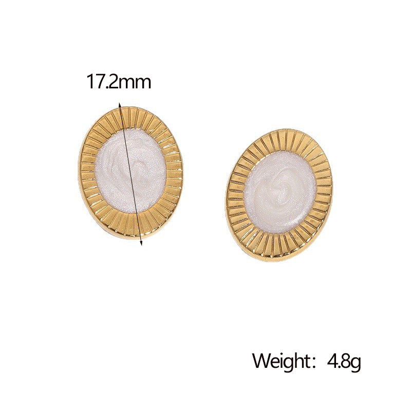 Vintage Lightweight 18K Gold Plated Geometric Stainless Steel Drop Oil Earrings for Women