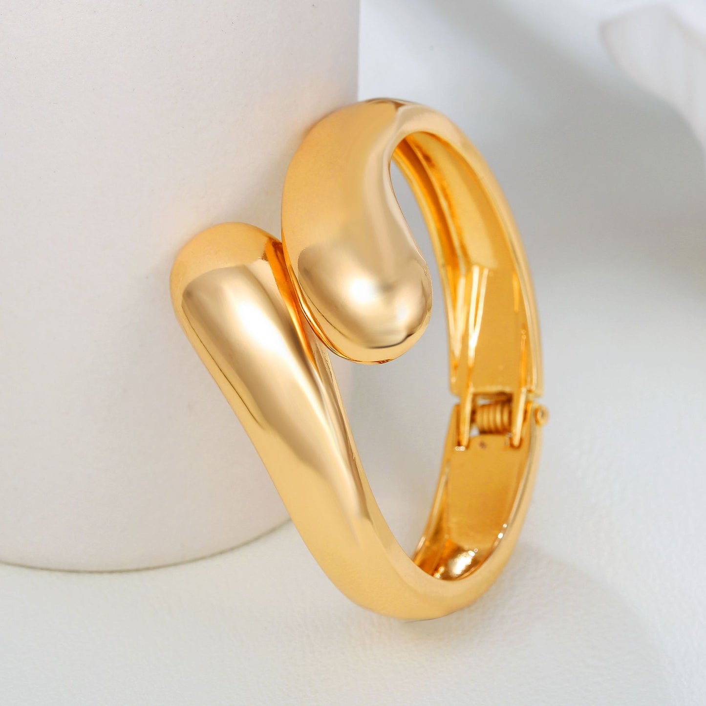 Fashion Geometric Double-Head Snake Open Cuff Bracelet Polished Alloy Bangle