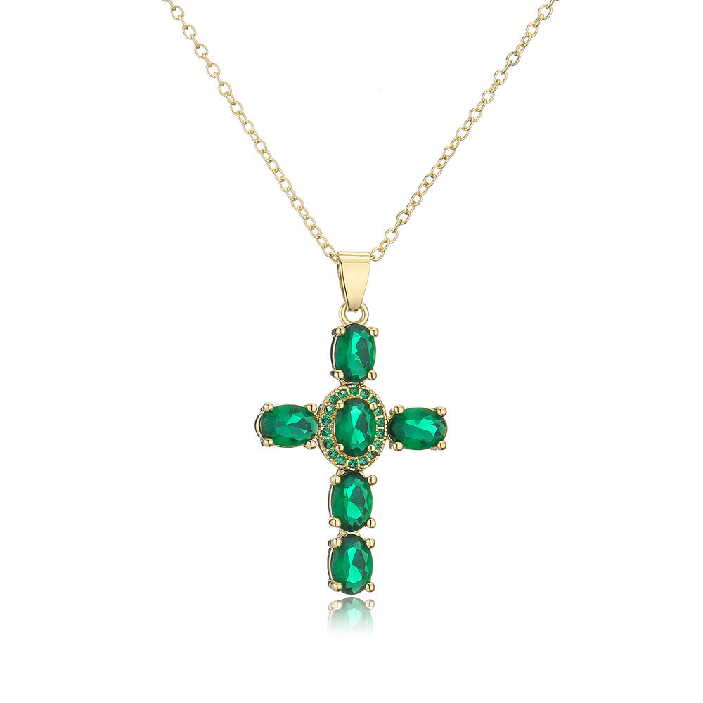 Minimalist Geometric Cross Pendant Necklace for Women with Copper Base and 18K Gold Plating
