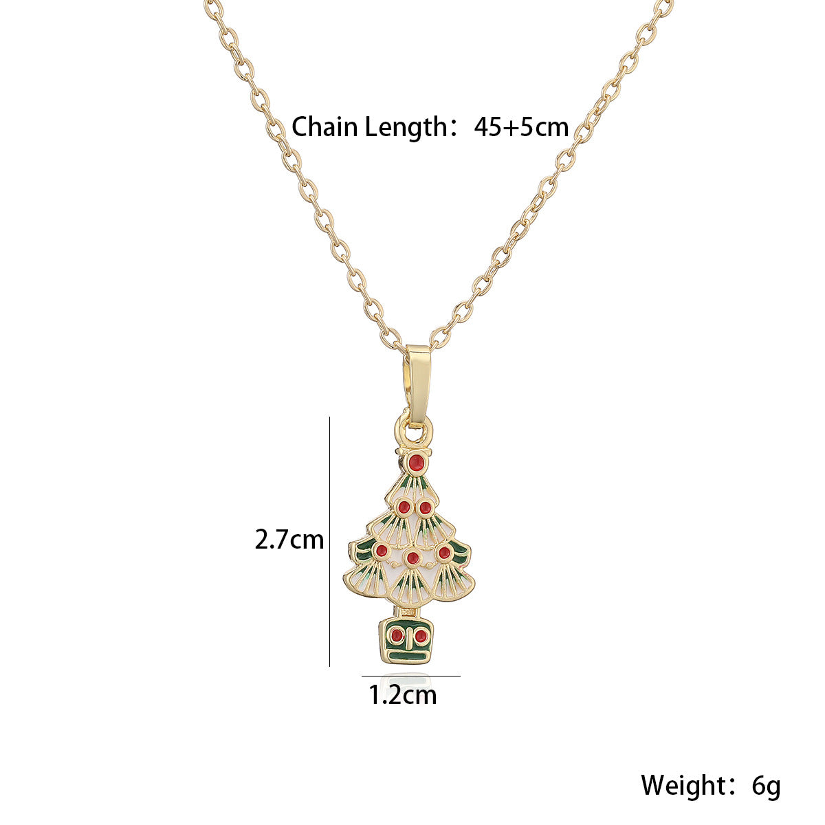 Casual Geometric Drip Oil Gold Plated Brass Christmas Tree Pendant Necklace for Women