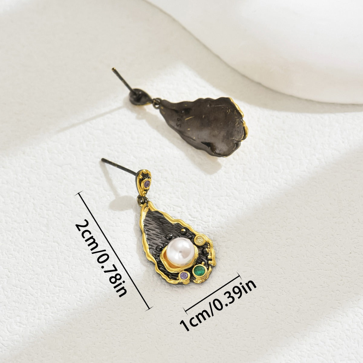 Pendientes de gota de agua elegantes de oficina para mujer con esmalte y circonita incrustada, diseño floral y geométrico
