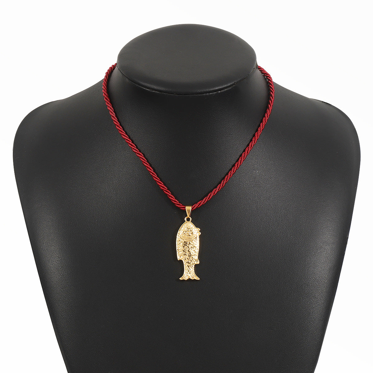Dolce Collana con Ciondolo a Forma di Pesce Minimalista con Ciondolo in Lega e Cordino in Poliestere