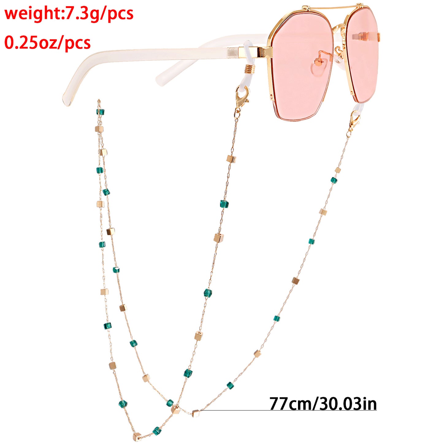 Crystal Inlay Alloy Mask and Glasses Chain
