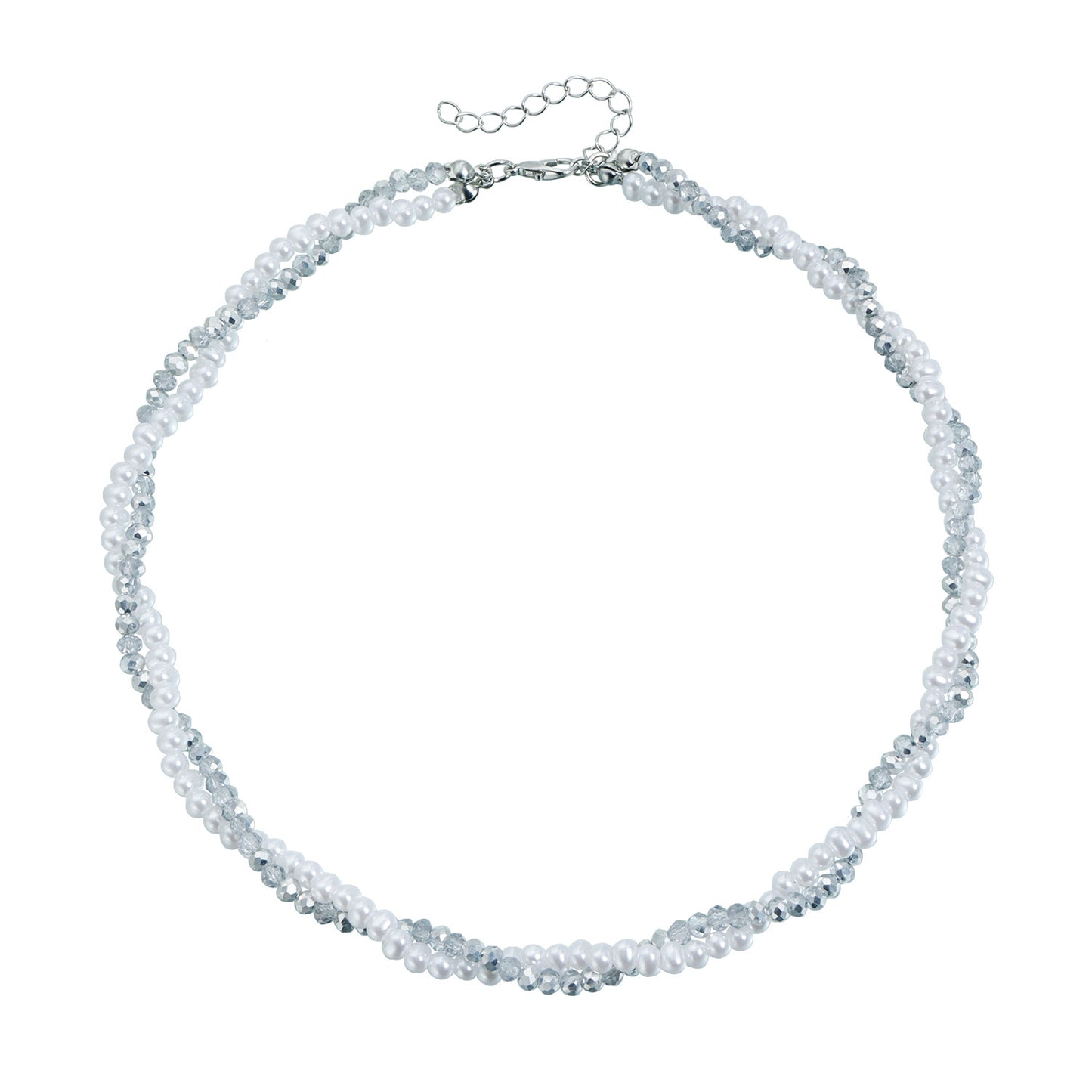 Casual Geometric Alloy Necklace with Pearl and Crystal Inlay Plated Finish Cable Chain for Women and Men