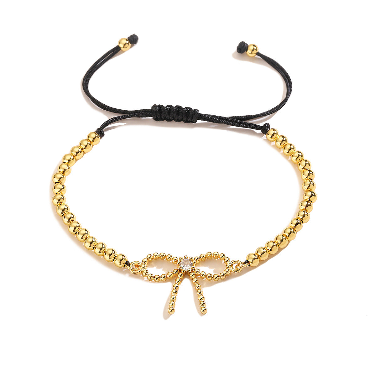 Minimalist Bowknot Shaped Copper Bracelet with Micro-Paved Zirconia for Women