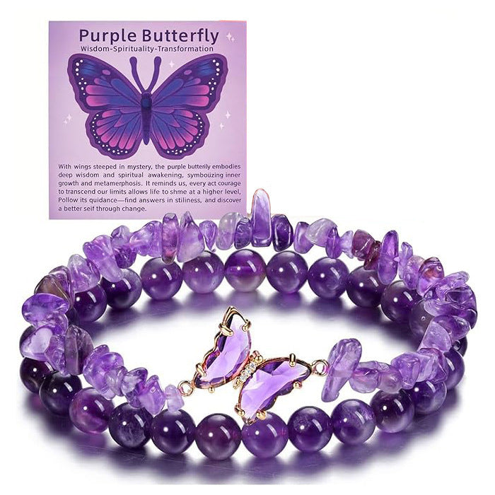 Minimalist Natural Stone Butterfly Beaded Bracelet for Women