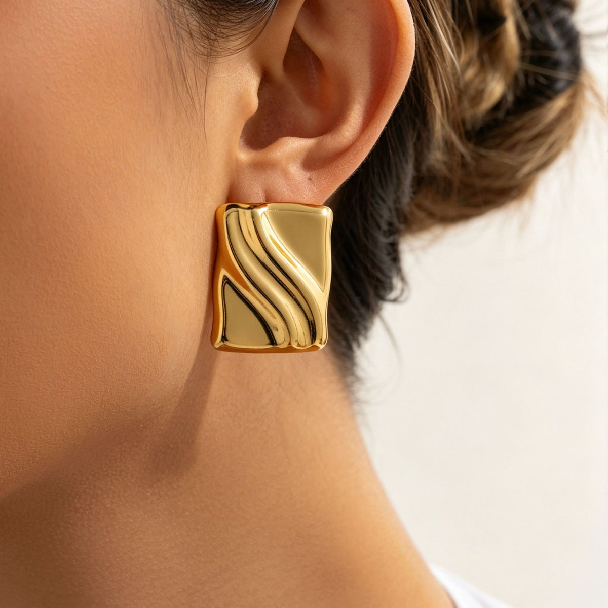 18K Gold PVD Stainless Steel Square Geometric Earrings for Women