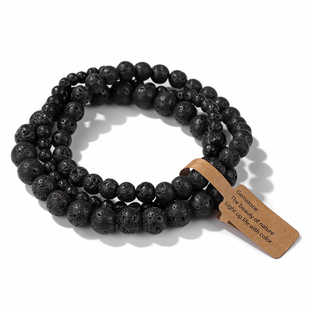 Vintage Minimalist Geometric Stone Beaded Stretch Bracelet Set Unisex Jewelry