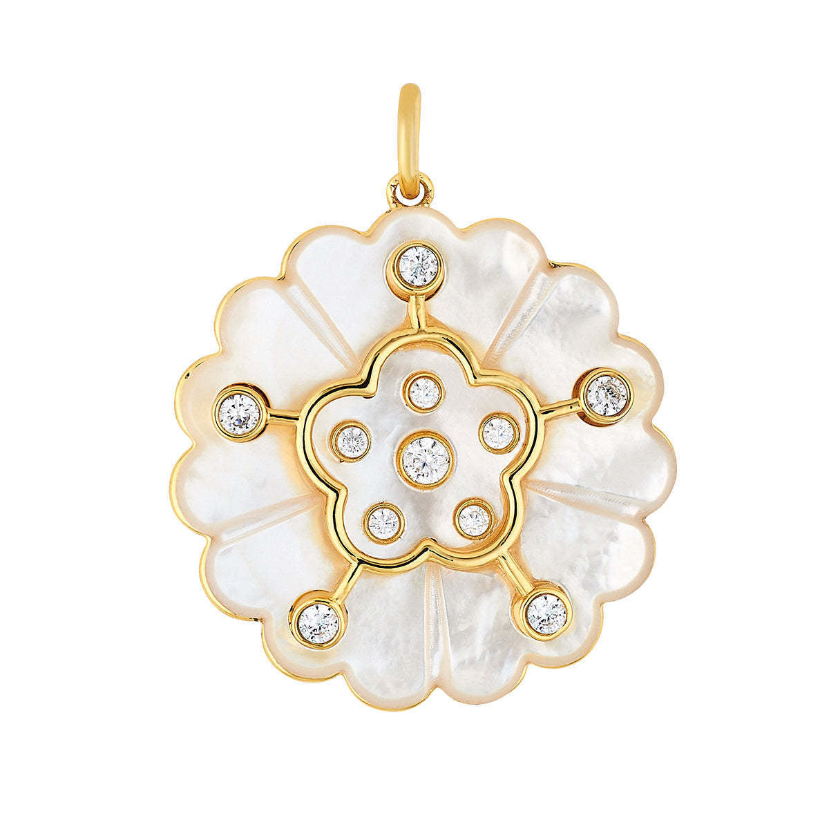 Sweet Round Floral Plant Stainless Steel PVD Pendant Necklace
