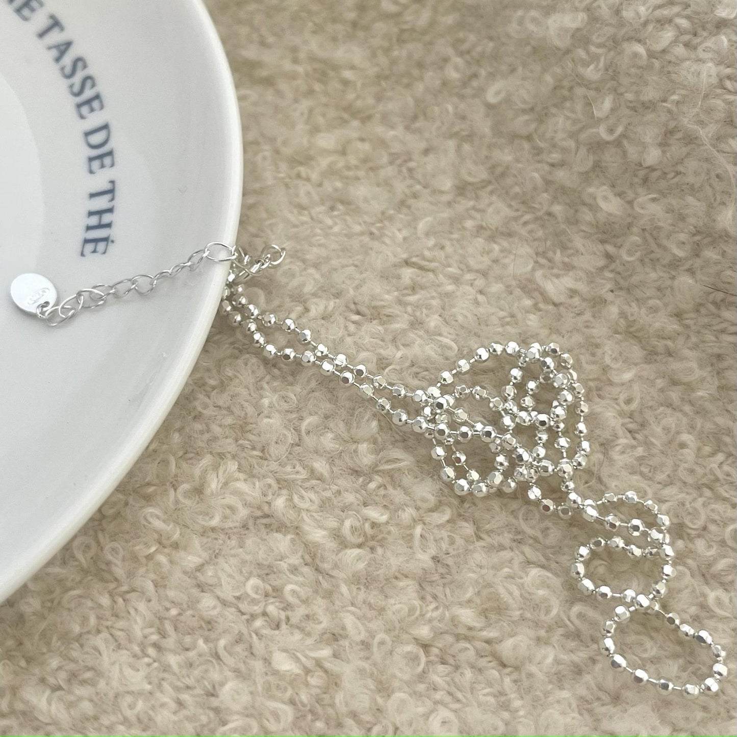 Minimalist Geometric Round Bead Necklace in 925 Sterling Silver with Plated Finish Snake Chain