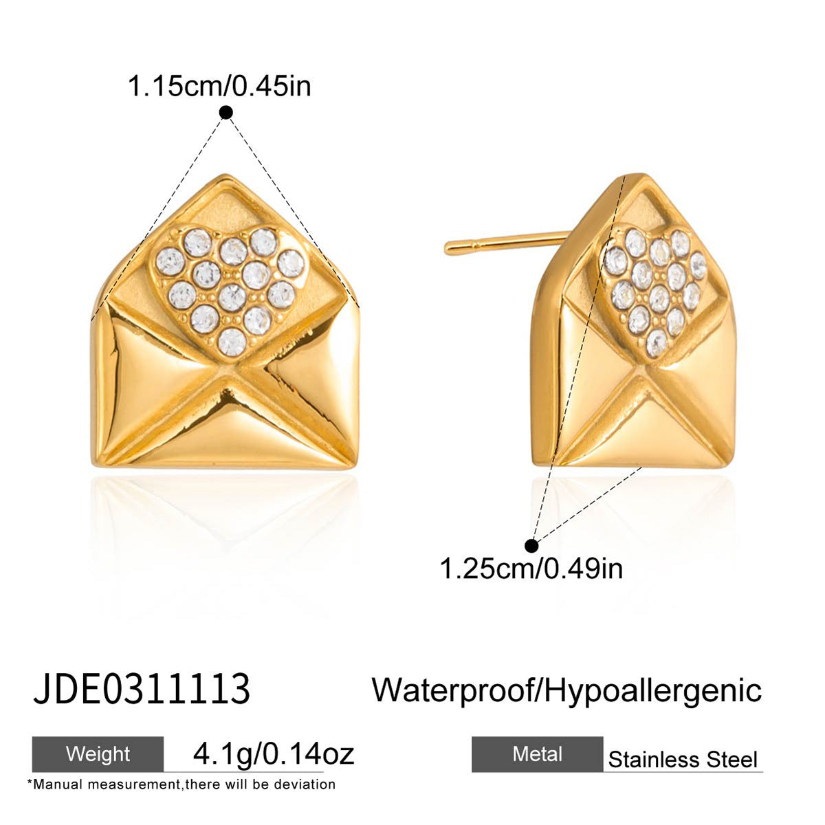 Minimalist Heart Teardrop Titanium Steel Pendant Necklace and Earring Set Plated Stainless Steel Jewelry for Women