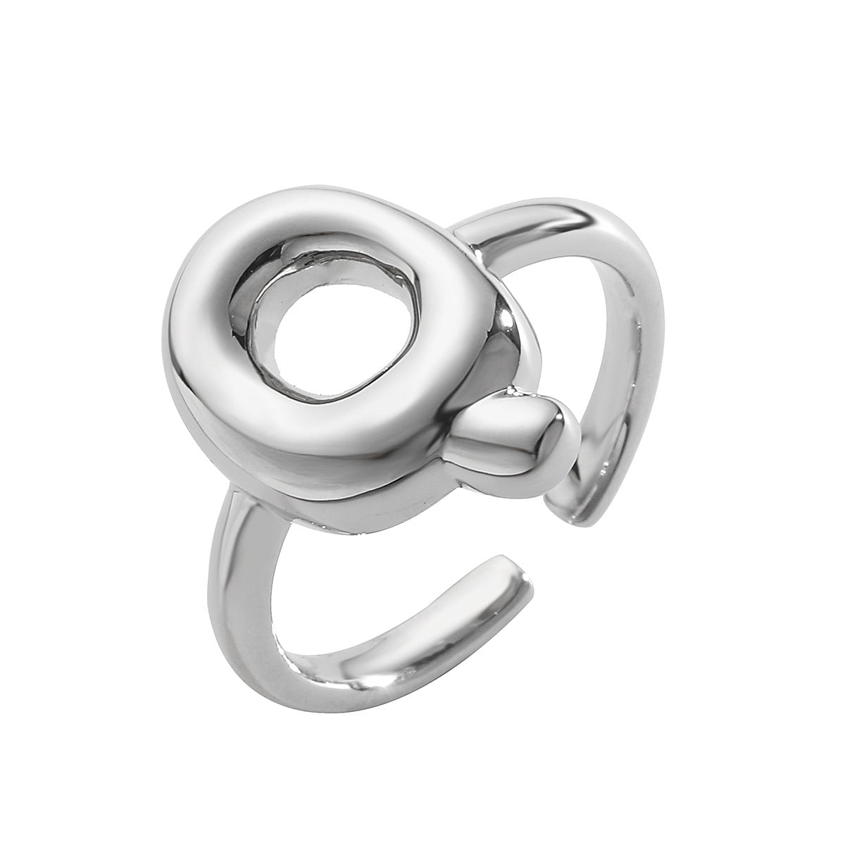 Minimalist Geometric Copper Ring with Real Gold Plating Featuring Alphabet Letters for Women