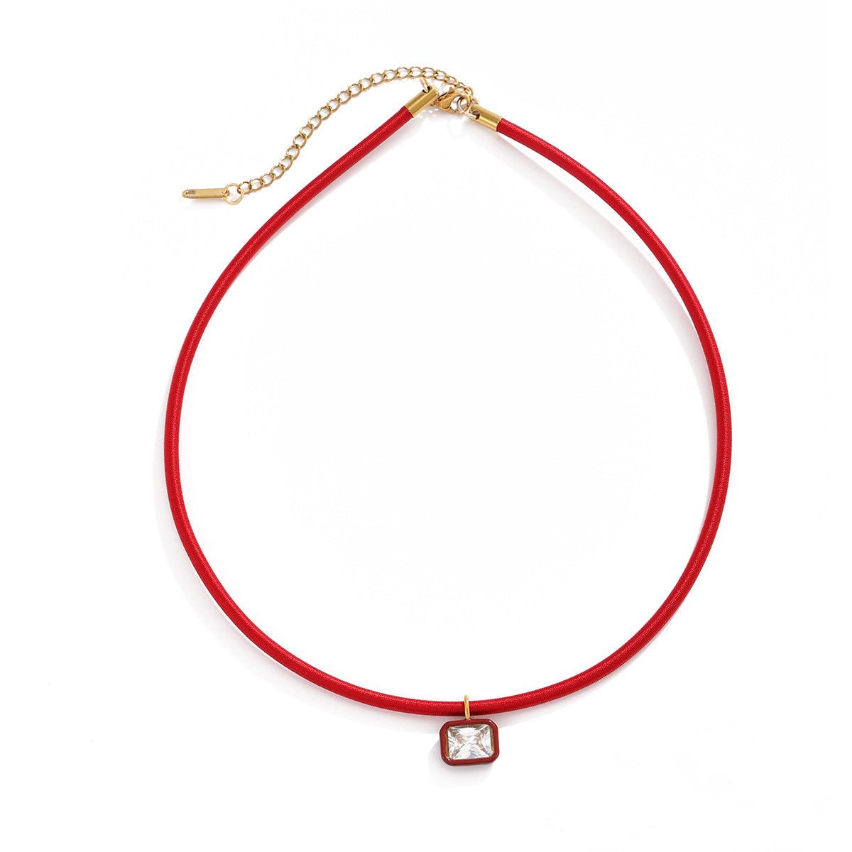 Minimalist Geometric Round Square Stainless Steel PVD Cubic Zirconia Pendant Necklace for Women